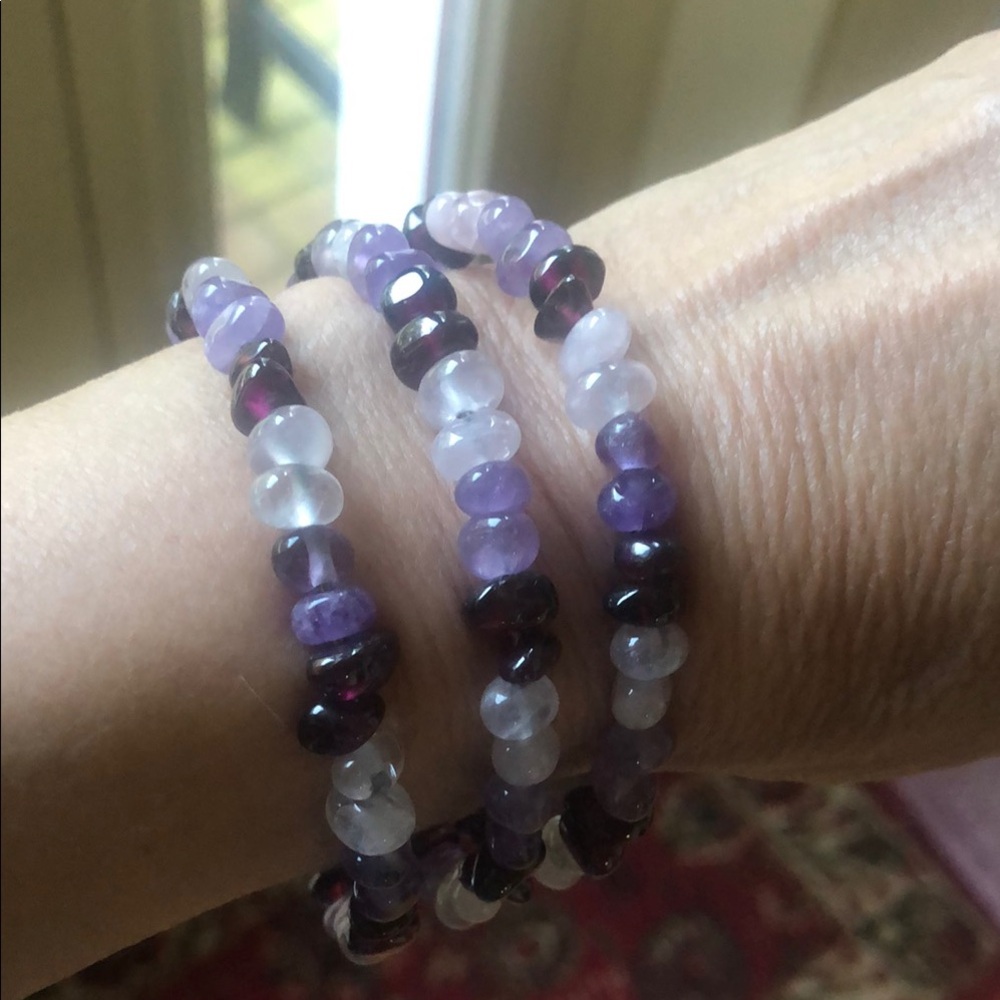 Elegant Purple and Pink Beaded Bracelet Set